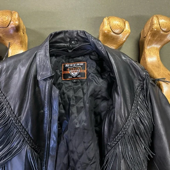 Fringe leather riding jacket